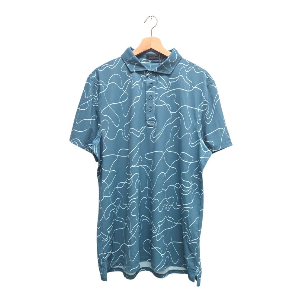 G/Fore Men’s Pencil Tech Pique Abstract Golf Polo Shirt XL Green NWT